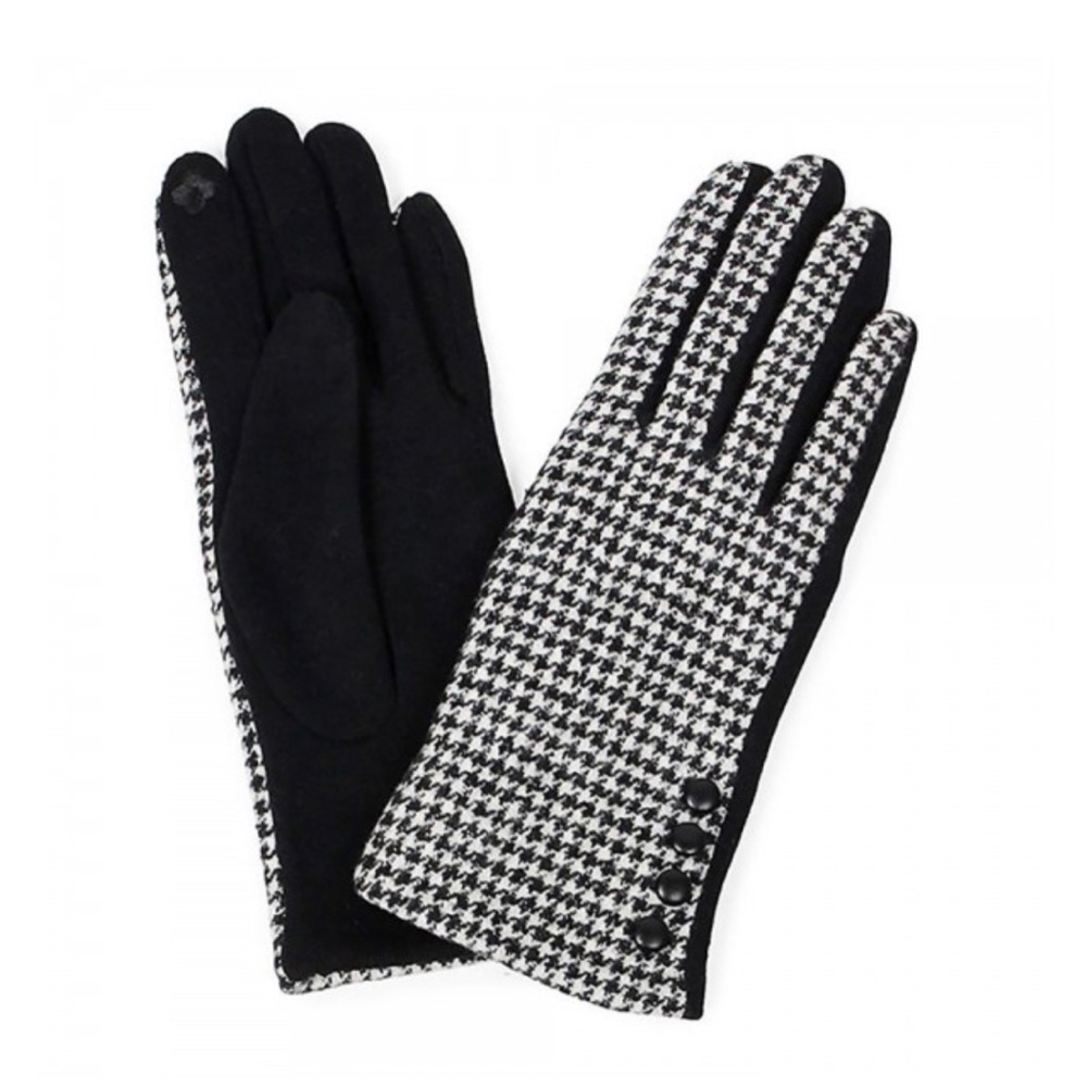 Women's Houndstooth glove featuring buttons